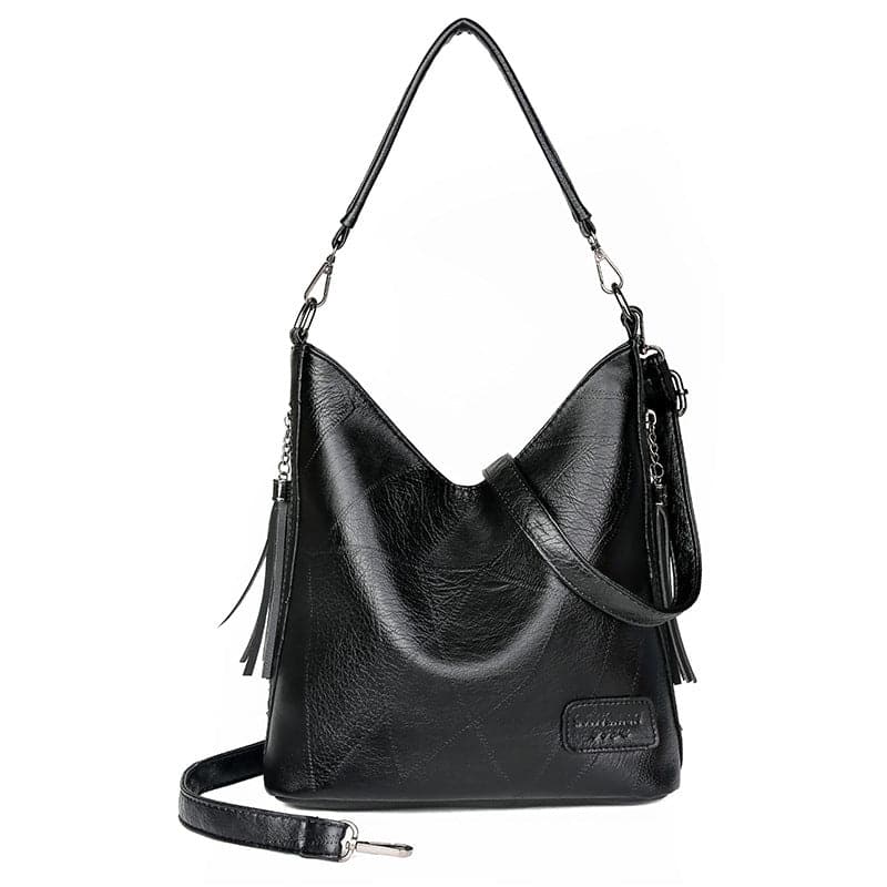 Black - Simple Fashion Tassel Bag - handbag at TFC&H Co.
