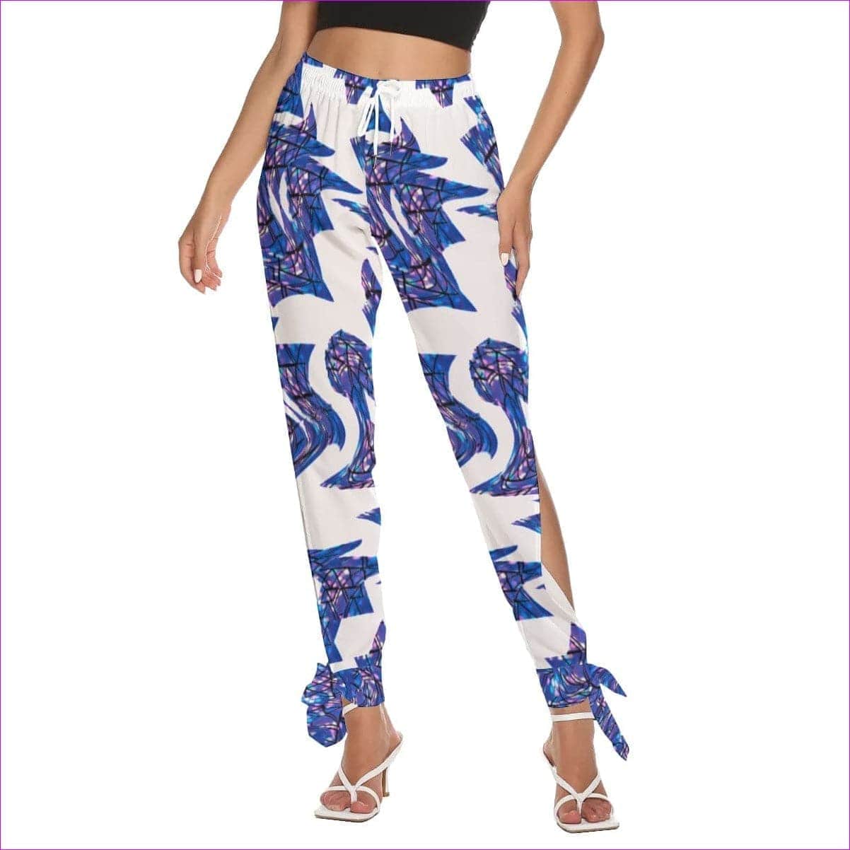 Skewed Women's Side Seam Cutout Pants With Bottom Strap - women's pants at TFC&H Co.