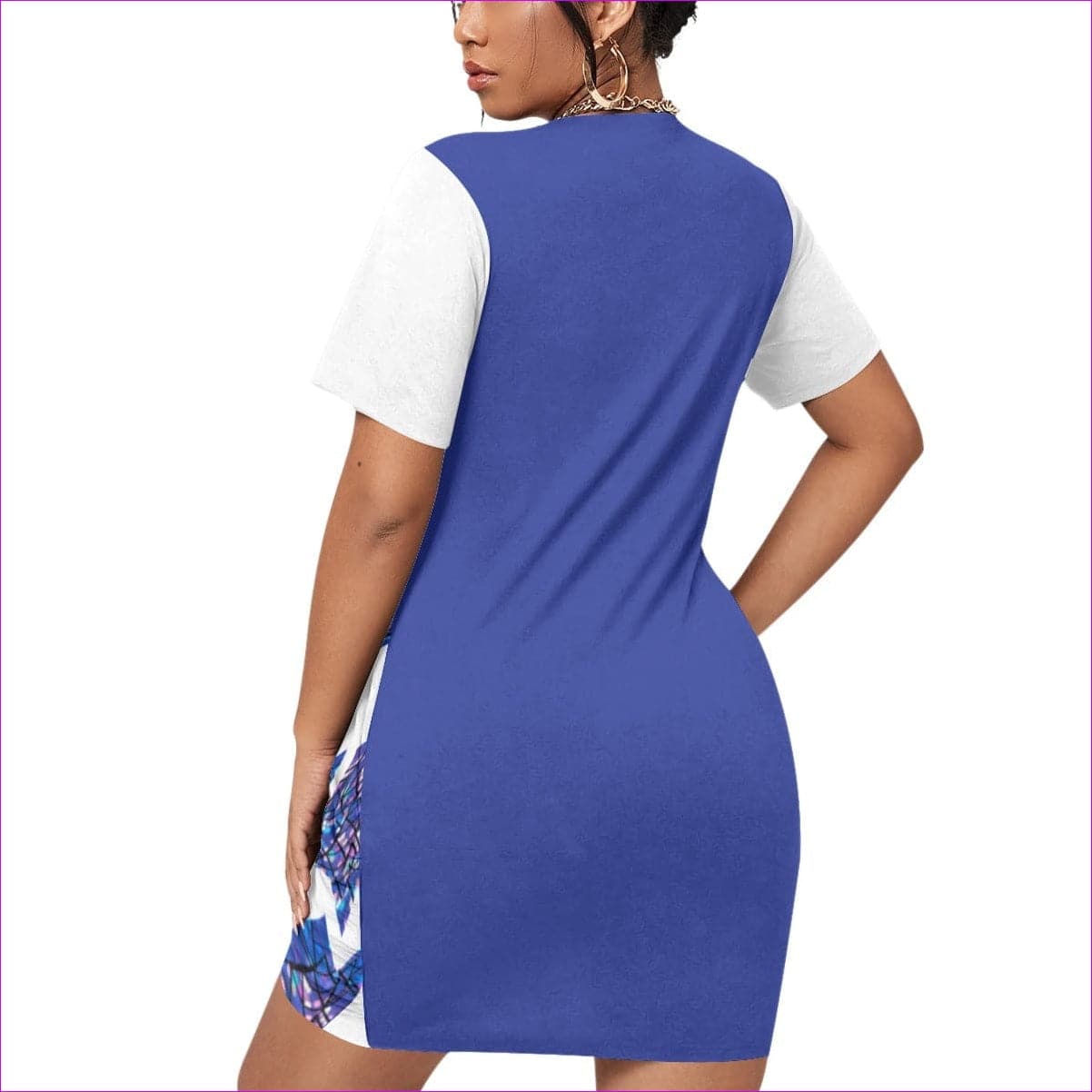 Skewed Women’s Stacked Hem Dress With Short Sleeve（Plus Size） - women's dress at TFC&H Co.