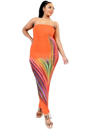 Sleeveless Color Gradient Tube Top Maxi Dress Voluptuous (+) Plus SIze - Ships from The US - women's dress at TFC&H Co.