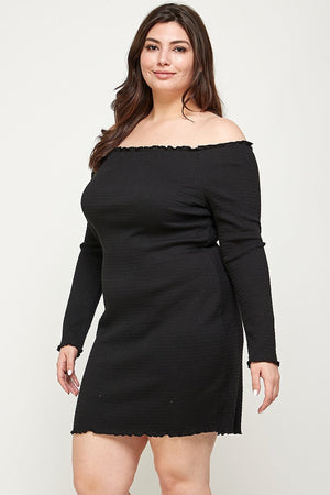 - Smocked Off Shoulder Dress Voluptuous (+) Plus Size - Ships from The US - womens dress at TFC&H Co.