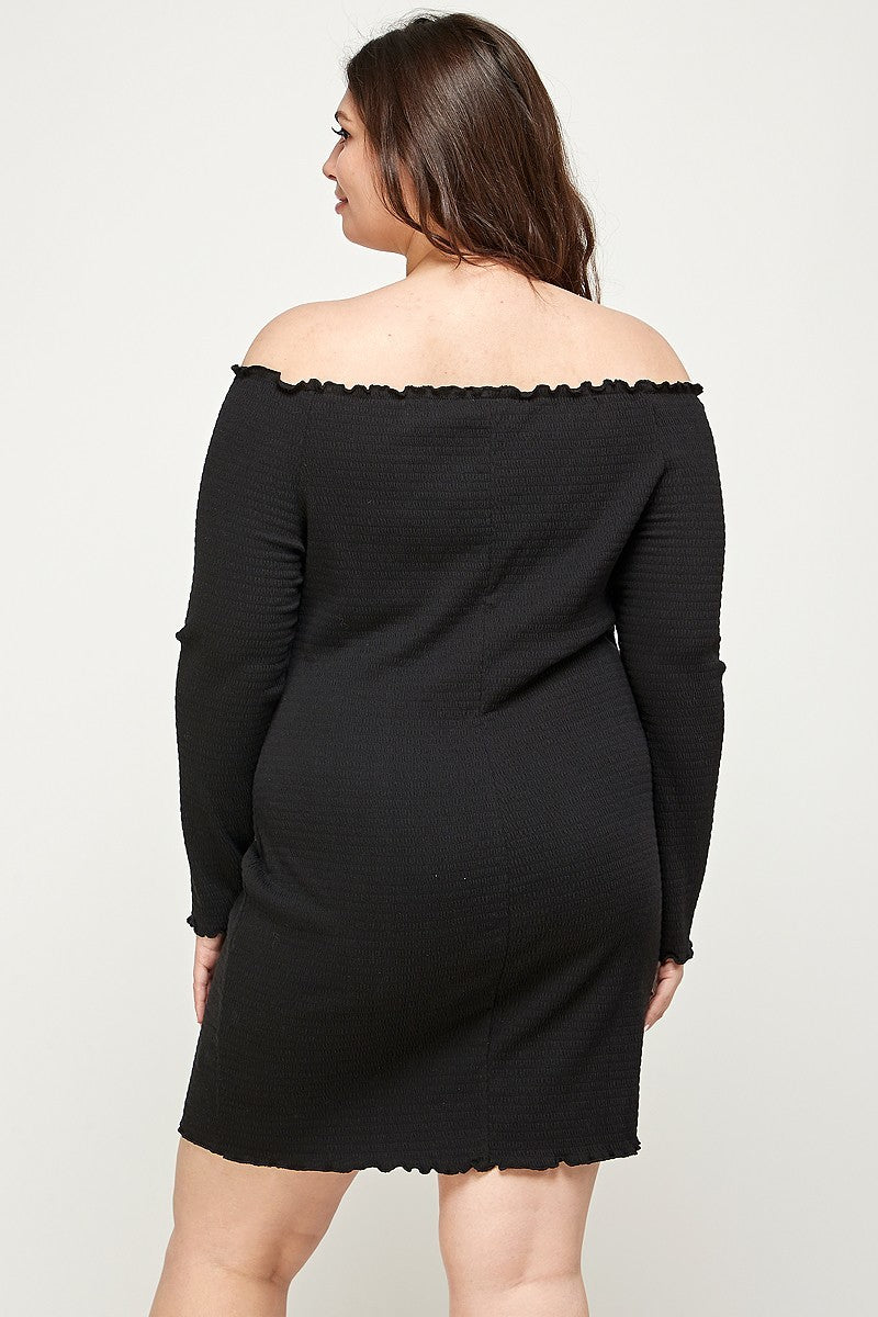 - Smocked Off Shoulder Dress Voluptuous (+) Plus Size - Ships from The US - womens dress at TFC&H Co.