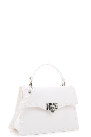 WHITE - Smooth Jelly Stud Buckle Crossbody Bag - Ships from The US - handbag at TFC&H Co.