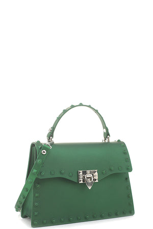 GREEN - Smooth Jelly Stud Buckle Crossbody Bag - Ships from The US - handbag at TFC&H Co.