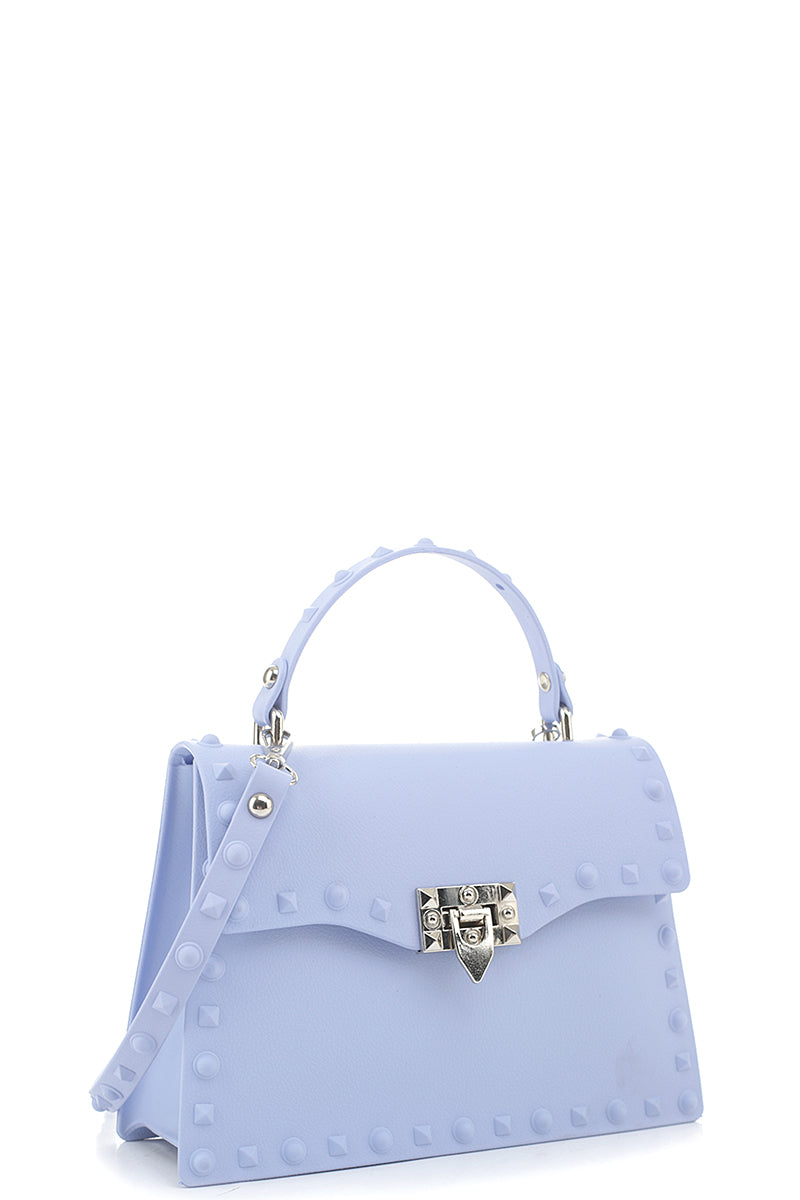 BLUE - Smooth Jelly Stud Buckle Crossbody Bag - Ships from The US - handbag at TFC&H Co.