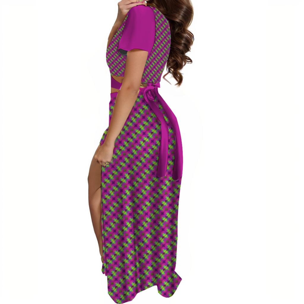 - Snake Women's Two Piece V-Neck Top and Long Skirt Set - Womens top & skirt set at TFC&H Co.