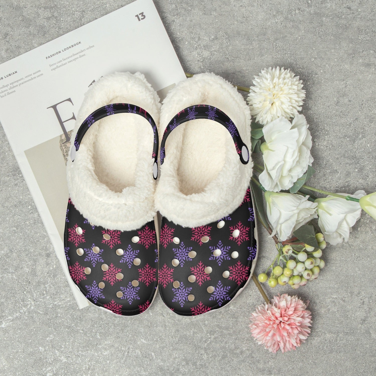Snow Fur Lined Christmas Clogs - women's clogs at TFC&H Co.