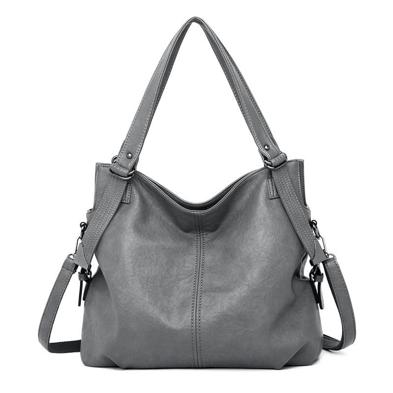 Light Grey - Soft Leather Zipper One-Shoulder Bag - handbag at TFC&H Co.