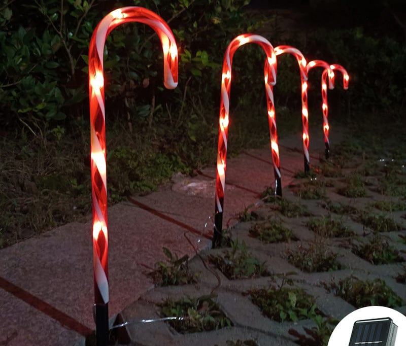 Single crutch - Solar Powered Candy Cane String Christmas Lights - Christmas Decoration at TFC&H Co.