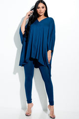 TEAL - Solid Heavy Cape Top And And Leggings 2 Piece Set - 9 colors - Ships from The US - womens top & pants set at TFC&H Co.