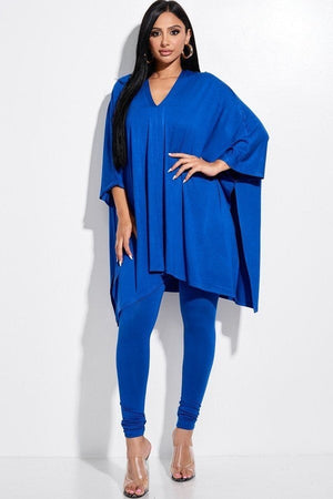 ROYAL - Solid Heavy Cape Top And And Leggings 2 Piece Set - 9 colors - Ships from The US - womens top & pants set at TFC&H Co.