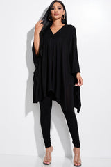 BLACK Solid Heavy Cape Top And And Leggings 2 Piece Set - 9 colors - Ships from The US - women's top & pants set at TFC&H Co.