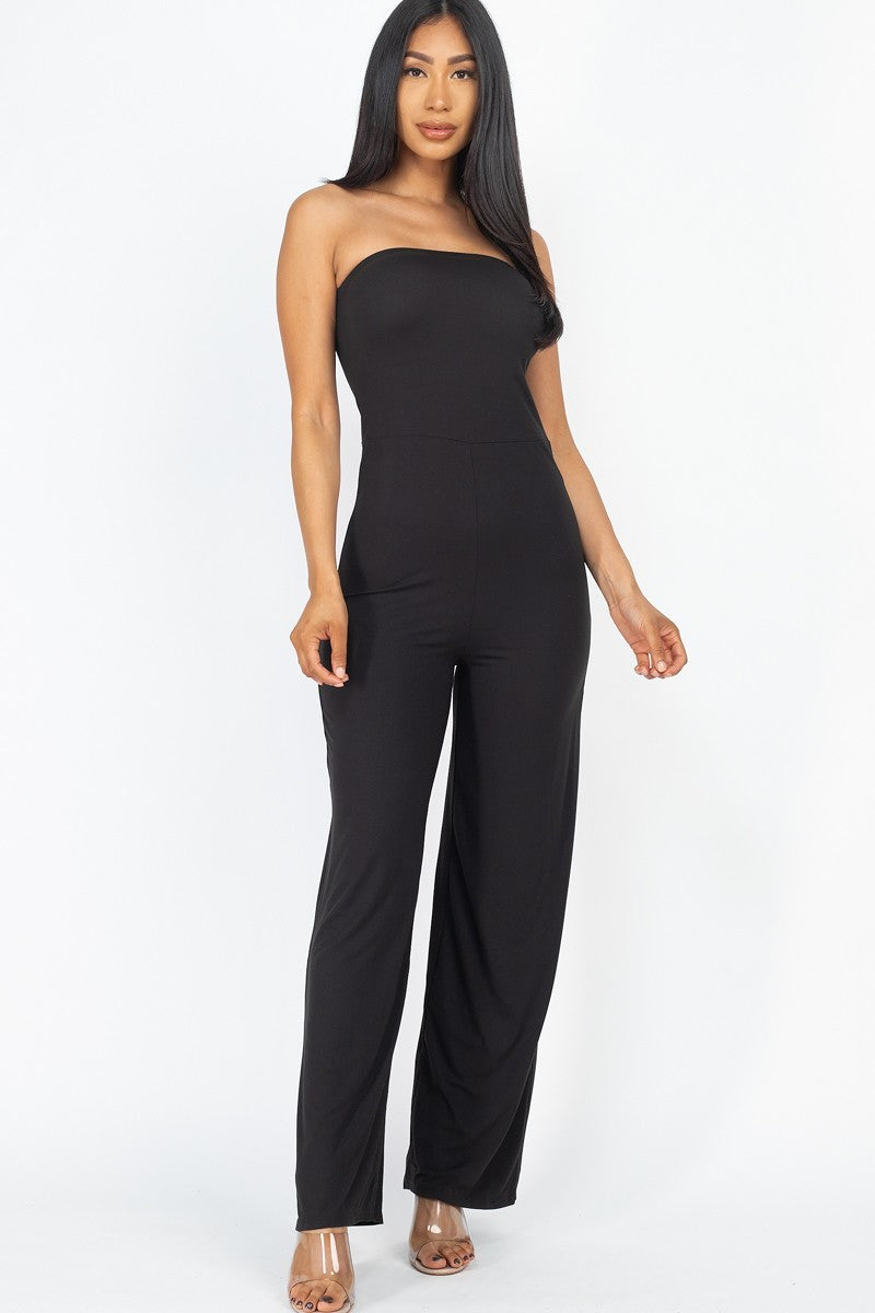 BLACK Solid Strapless Jumpsuit - Ships from The US - women's jumpsuit at TFC&H Co.
