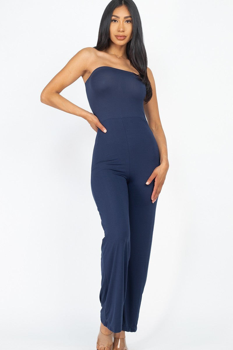 NAVY Solid Strapless Jumpsuit - Ships from The US - women's jumpsuit at TFC&H Co.