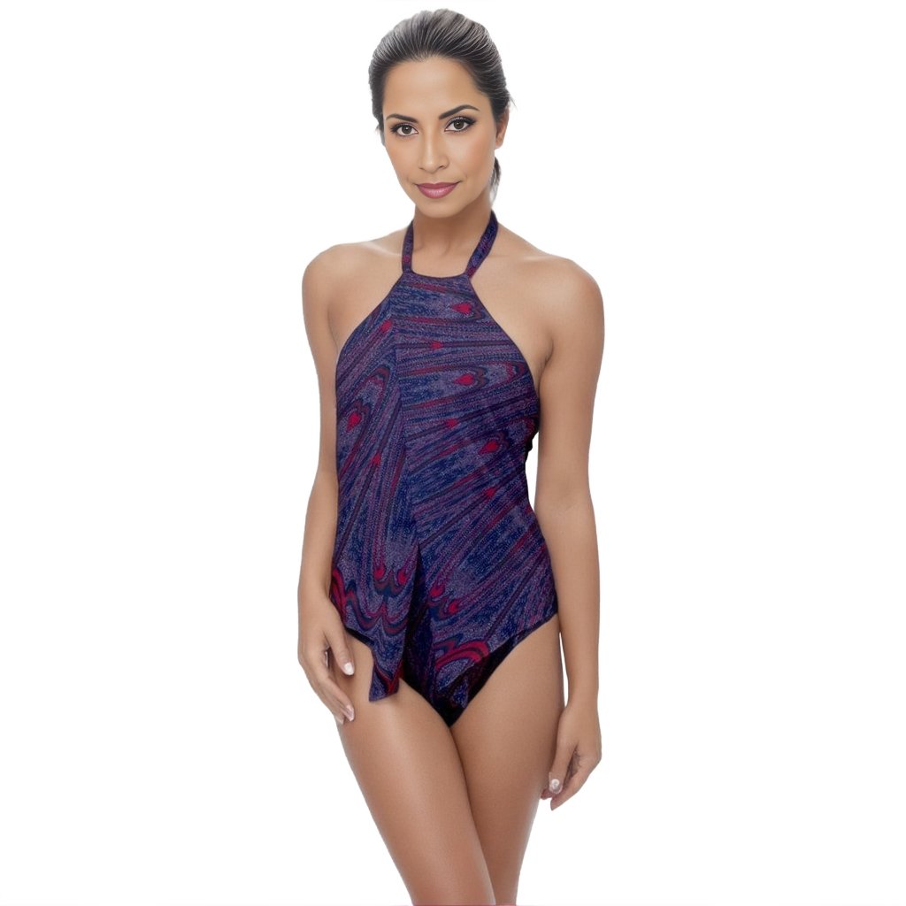 3XL - Spangled Go with the Flow One Piece Swimsuit - womens one piece swimsuit at TFC&H Co.