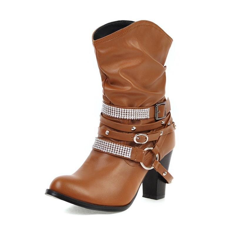 Brown - Sparkle Band Women's Cowboy Boots - womens boots at TFC&H Co.