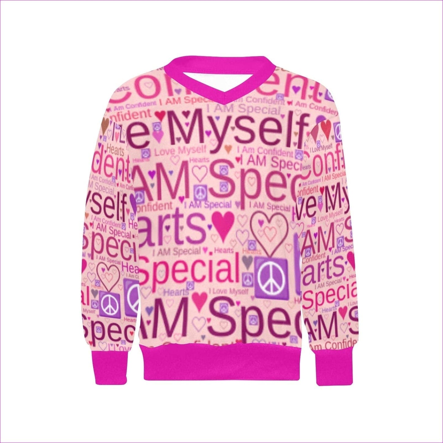Pink Hem/Cuff Speak-Over Girls' V-Neck Sweater - 2 options - kid's sweater at TFC&H Co.