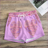Pink - Speak-Over Heart Women's Casual Shorts - womens shorts at TFC&H Co.