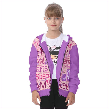 Pink/Purple Speak-Over Kids Heavy Fleece Zip Up Hoodie - kid's hoodie at TFC&H Co.