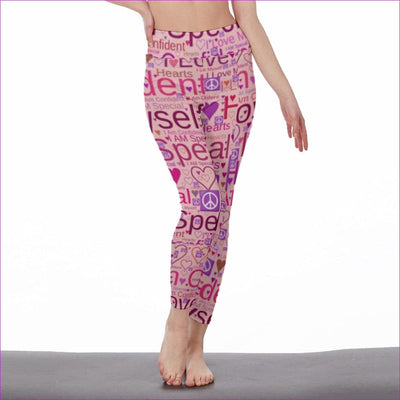 Pink Speak-Over Women's High Waist Leggings | Side Stitch Closure - women's leggings at TFC&H Co.