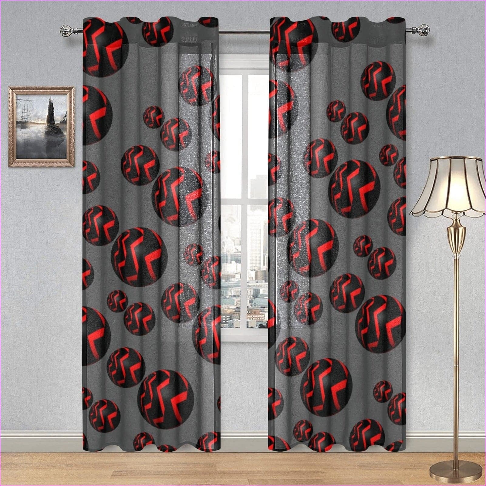 Sphere Gauze Curtain 28"x84" (Two Pieces) - Window Curtains at TFC&H Co.
