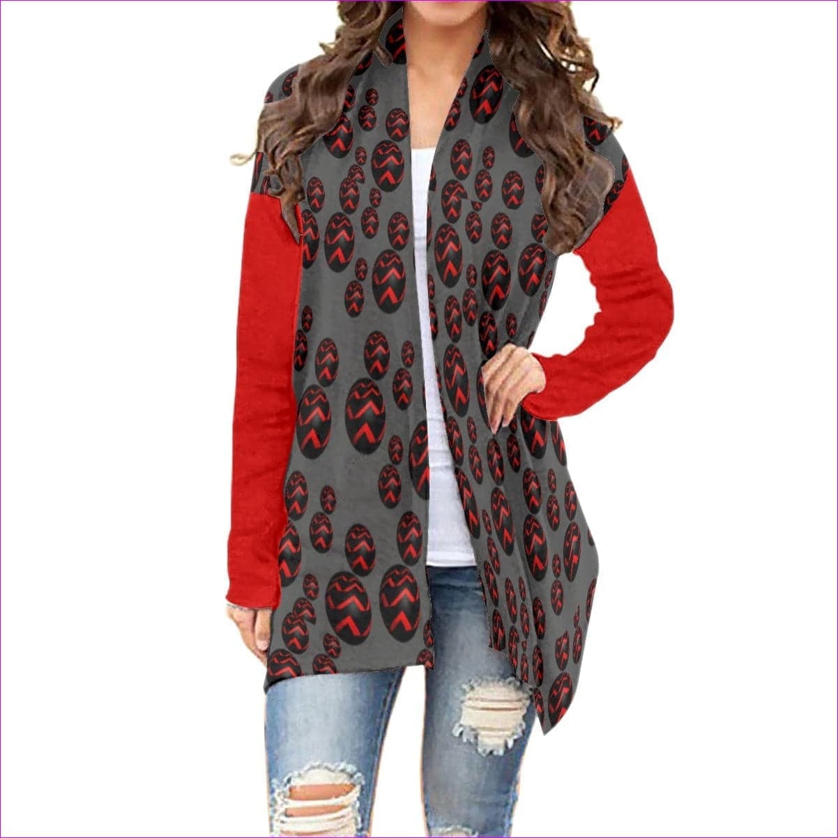 red Sphere Women's Cardigan With Long Sleeve - women's cardigan at TFC&H Co.