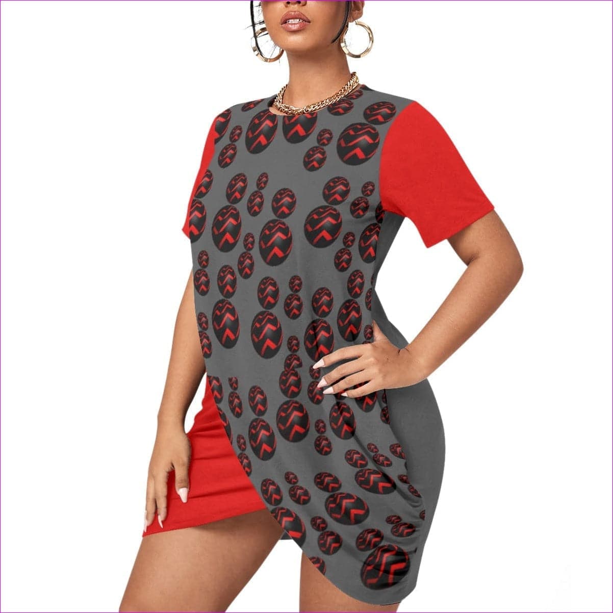 Sphere Women’s Stacked Hem Dress With Short Sleeve Voluptuous (+) Plus Size - women's dress at TFC&H Co.