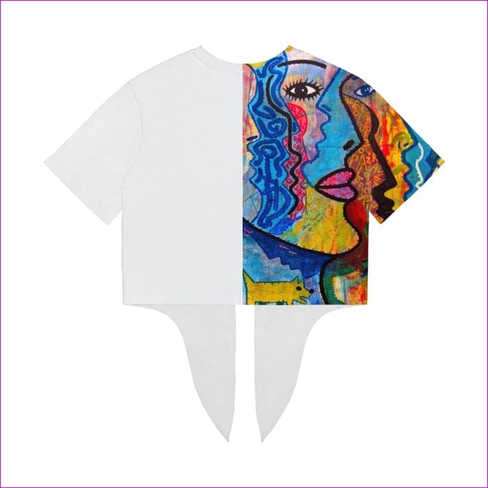 Lucent White - Street Art 2 Women's Tie Front Crop Top - 4 colors - womens crop top at TFC&H Co.