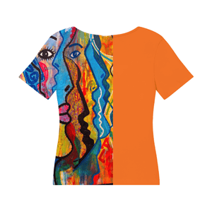 Persimmon Orange - Street Art Women's Fitted V-Neck Tee - womens t-shirt at TFC&H Co.