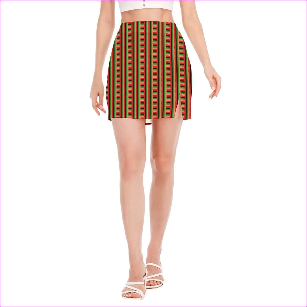 multi-colored - Striped Galore 2 Women's Side Split Hip Skirt - womens mini skirt at TFC&H Co.