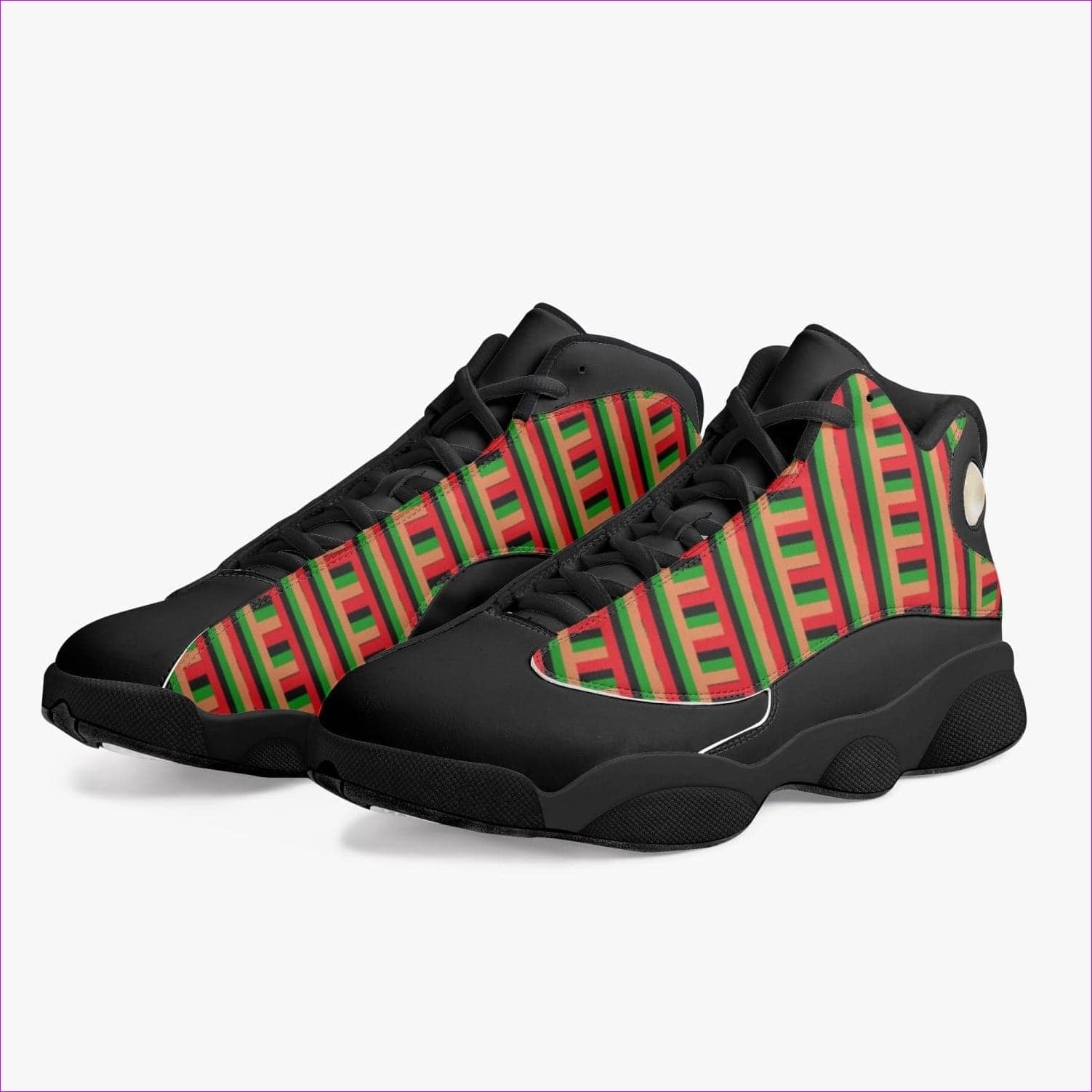 Striped Galore Black Leather Basketball Sneakers - unisex basketball shoes at TFC&H Co.