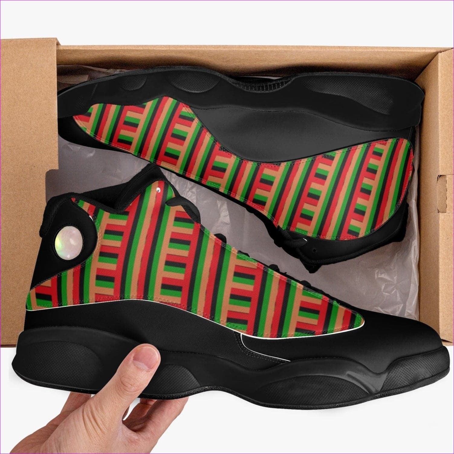 - Striped Galore Black Leather Basketball Sneakers - unisex basketball shoes at TFC&H Co.