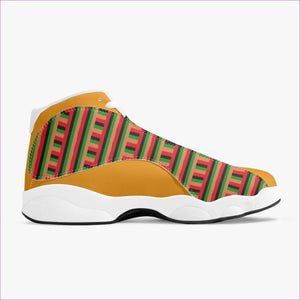 - Striped Galore Leather Basketball Sneakers - White & Orange - unisex basketball shoes at TFC&H Co.