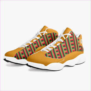 Striped Galore Leather Basketball Sneakers - White & Orange - unisex basketball shoes at TFC&H Co.