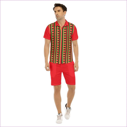 Striped Galore Men's Short Sleeve Short Set - men's top & short set at TFC&H Co.