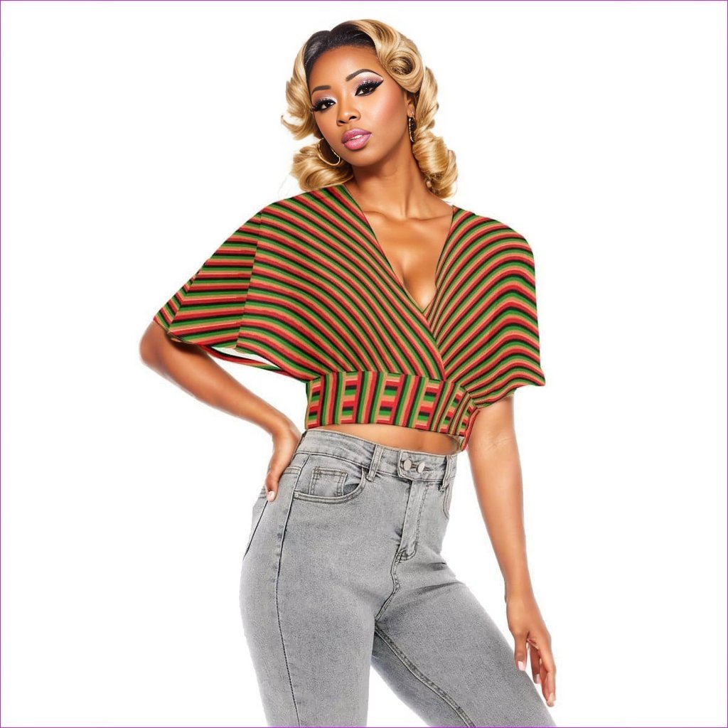 - Striped Galore Women's Bat Sleeve Crop Top - womens top at TFC&H Co.