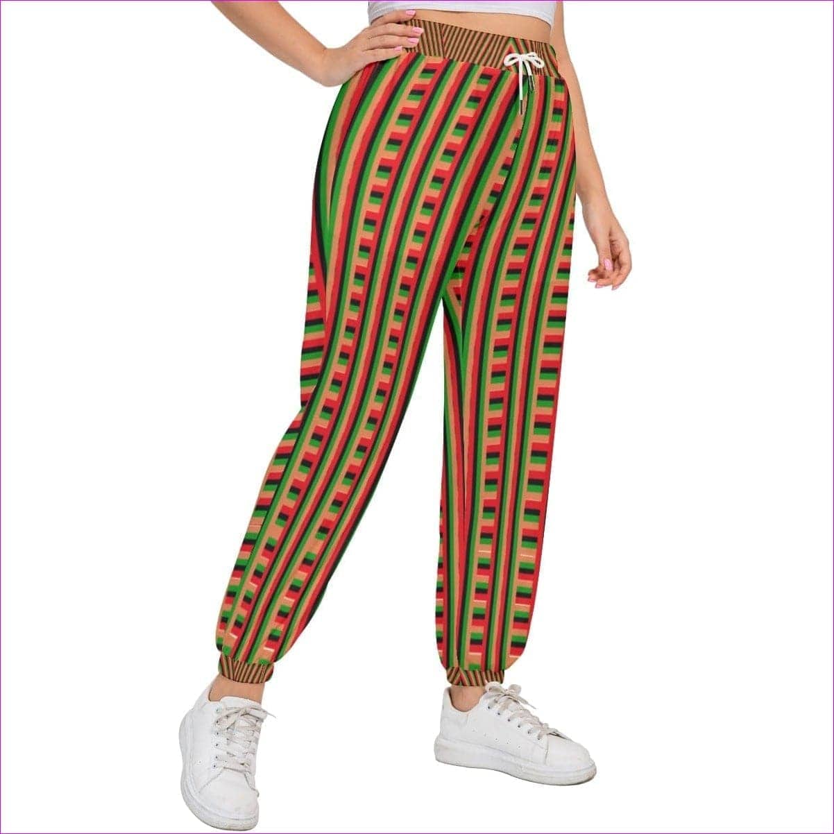 Striped Galore Women's Drawstring Sports Pants Voluptuous (+) Plus Size - women's pants at TFC&H Co.
