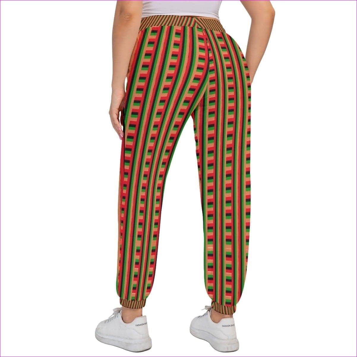 Striped Galore Women's Drawstring Sports Pants Voluptuous (+) Plus Size - women's pants at TFC&H Co.