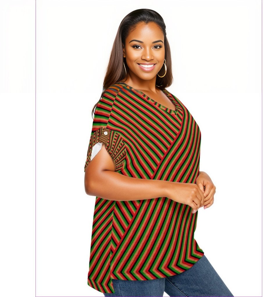 - Striped Galore Women's Drop-shoulder Short Sleeve T-shirt With Sleeve Loops Voluptuous (+) Plus Size - womens t-shirt at TFC&H Co.