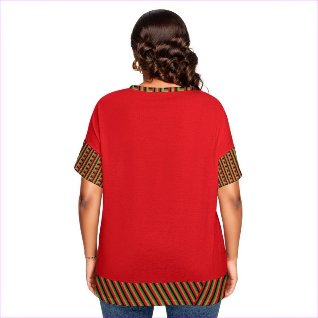 Striped Galore Women's Drop-shoulder Short Sleeve T-shirt With Sleeve Loops Voluptuous (+) Plus Size - women's top at TFC&H Co.