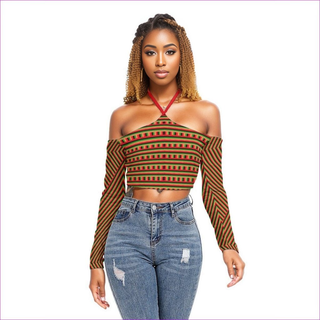 Striped Galore Women's Halter Lace-up Top - women's halter top at TFC&H Co.