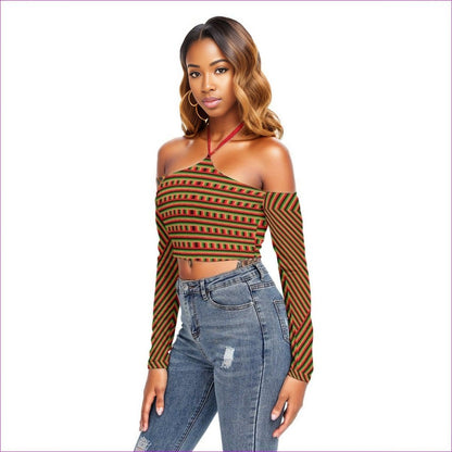 multi-colored Striped Galore Women's Halter Lace-up Top - women's halter top at TFC&H Co.