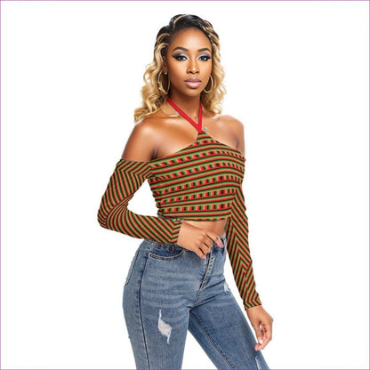 Striped Galore Women's Halter Lace-up Top - women's halter top at TFC&H Co.