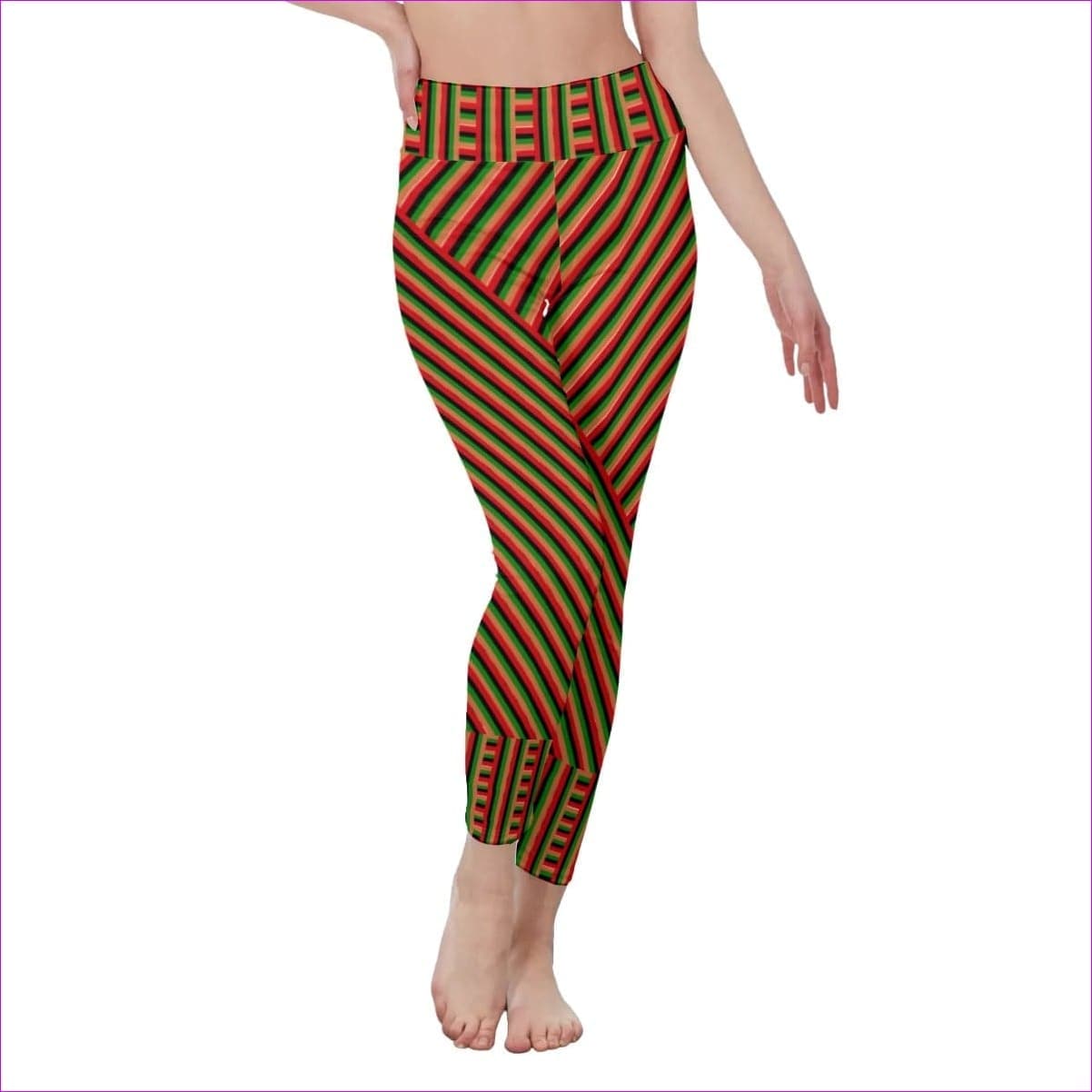 multi-colored - Striped Galore Women's High Waist Leggings | Side Stitch Closure - womens leggings at TFC&H Co.