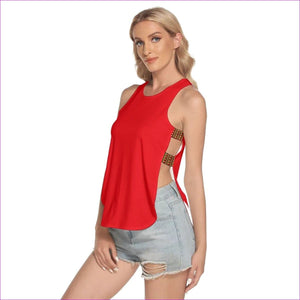 red - Striped Galore Women's Hollow Waist Yoga Vest - womens tank top at TFC&H Co.