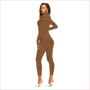 - Striped Galore Women's Long-sleeved High-neck Jumpsuit With Zipper - womens jumpsuit at TFC&H Co.