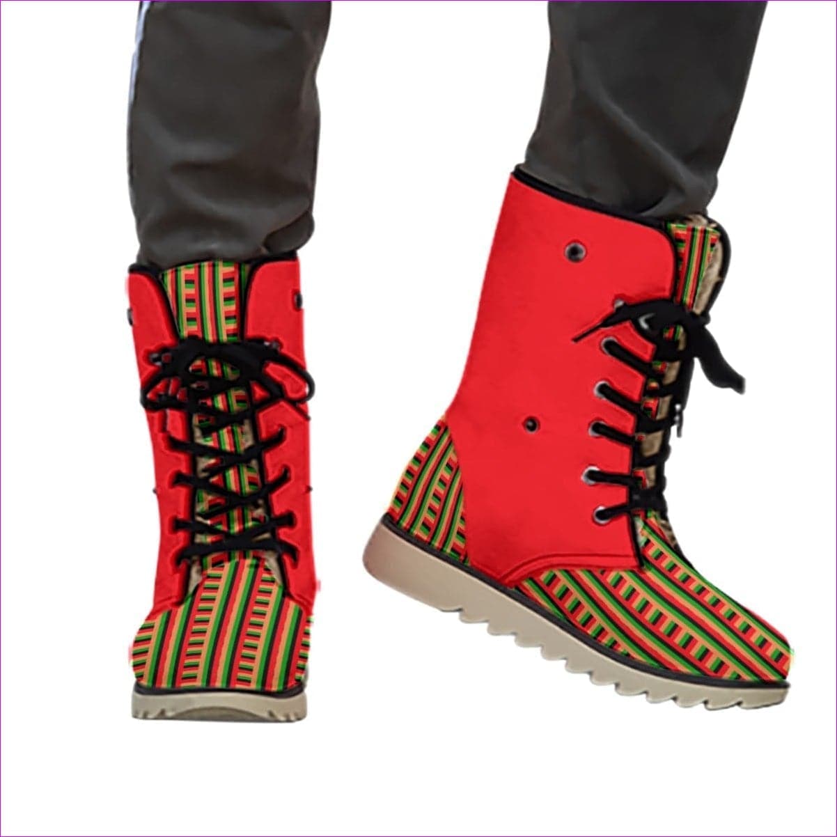 multi-colored - Striped Galore Women's Plush Boots - womens boots at TFC&H Co.