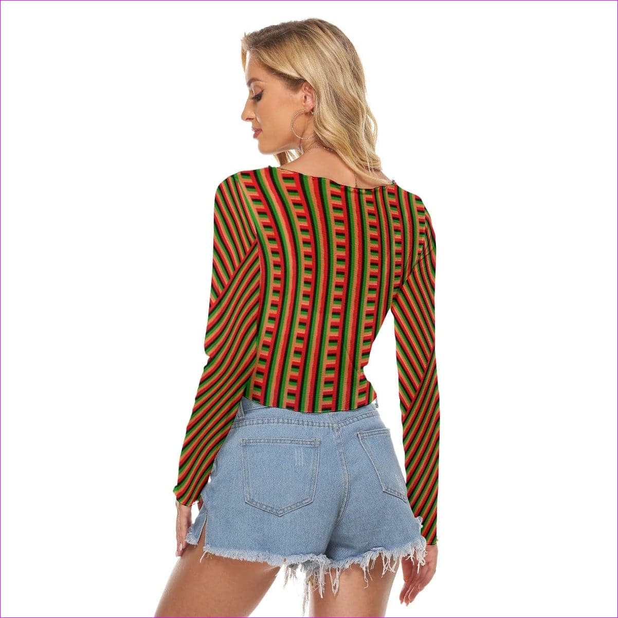 multi-colored - Striped Galore Women's Sheer Mesh Long Sleeve Top - womens sheer mesh top at TFC&H Co.