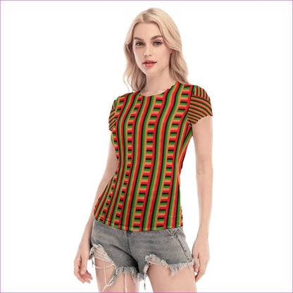 Striped Galore Women's Short Sleeve Mesh Blouse - women's mesh top at TFC&H Co.