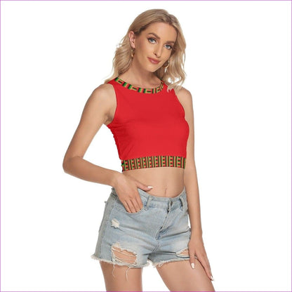 Striped Galore Women's Sleeveless Back Hollow Crop Top - women's crop top at TFC&H Co.